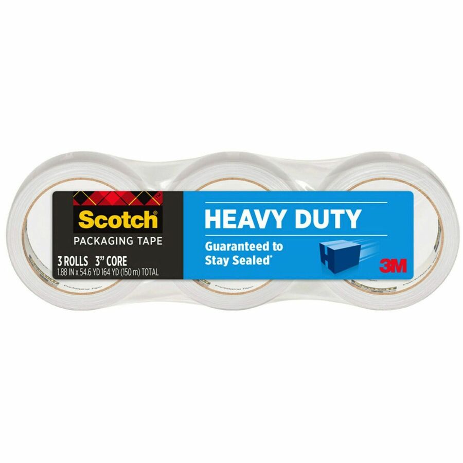 Scotch Heavy-Duty Shipping/Packaging Tape - 54.60 yd Length x 1.88" Width x 3.1 mil Thickness - 3" Core - Clear - Synthetic Rubber Resin - Rubber Resin Backing - Split Resistant, Tear Resistant, Breakage Resistance - For Mailing, Moving, Packing, Seali...