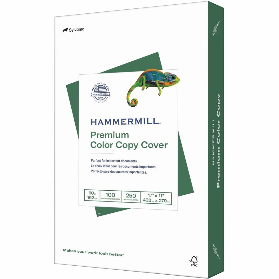 Hammermill Color Copy Cover for Color Copiers, Inkjet & Laser Printers - White - 100 Brightness - Ledger/Tabloid - 11" x 17" - 60 lb Basis Weight - Ultra Smooth - Photo White - 250 / Pack