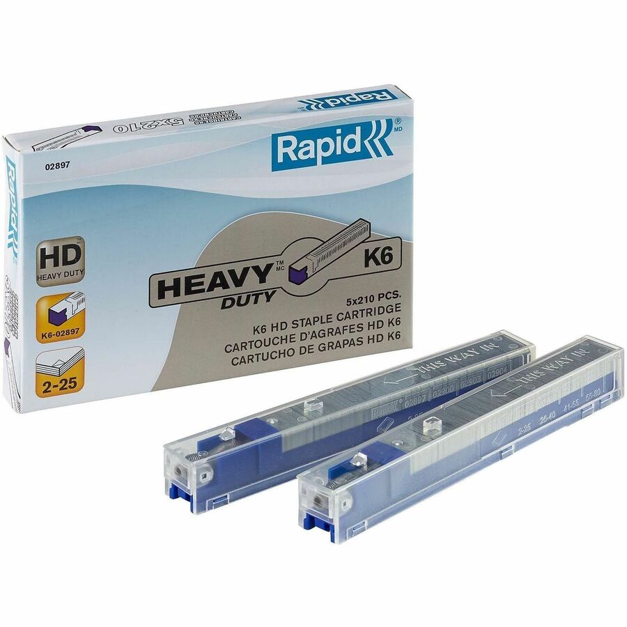 Rapid Cartridge Stapler Staple Cartridge - K6 Blue - Heavy Duty - 1/4" Leg - Holds 25 Sheet(s) - for Paper - Blue - 1 Box