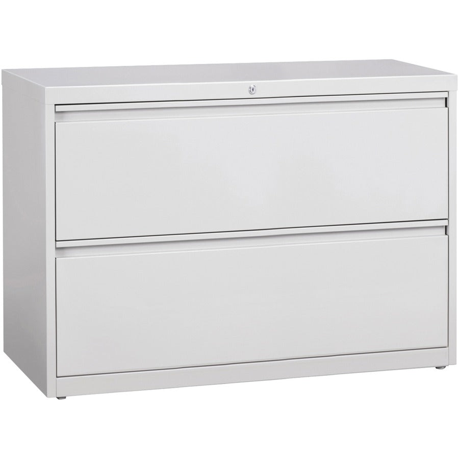 Lorell Fortress Series Lateral File - 42" Width x 18.6" Depth x 28.1" Height - 2 x Drawer(s) for File - Legal, Letter, A4 - Lateral - Rust Proof, Leveling Glide, Ball-bearing Suspension, Interlocking, Label Holder - Light Gray - Baked Enamel - Steel...