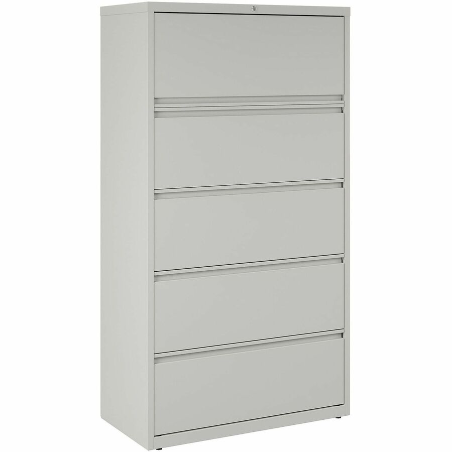 Lorell Fortress Series Lateral File - 36" Width x 18.6" Depth x 67.7" Height - 5 x Drawer(s) for File - Legal, Letter, A4 - Lateral - Rust Proof, Leveling Glide, Interlocking, Ball-bearing Suspension, Label Holder - Light Gray - Baked Enamel - Steel...
