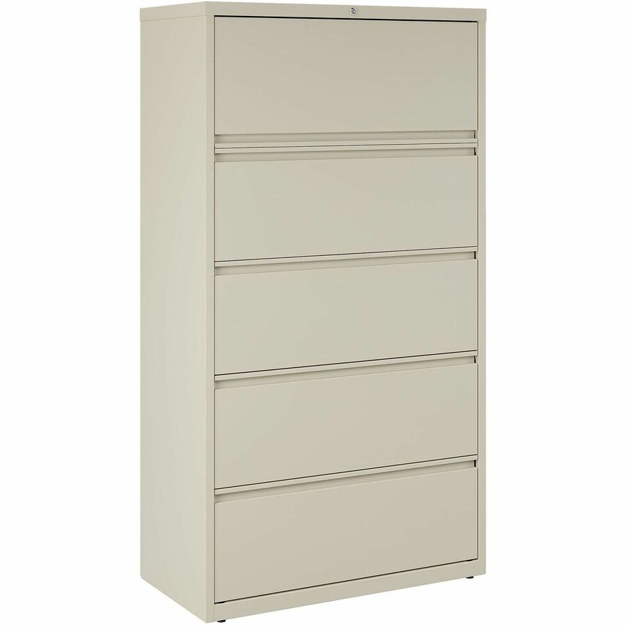 Lorell Fortress Series Lateral File - 36" Width x 18.6" Depth x 67.7" Height - 5 x Drawer(s) for File - Legal, Letter, A4 - Lateral - Rust Proof, Leveling Glide, Interlocking, Ball-bearing Suspension, Label Holder - Putty - Baked Enamel - Recycled