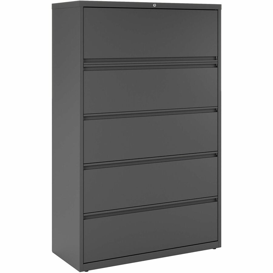 Lorell Fortress Series Lateral File - 42" Width x 18.6" Depth x 67.7" Height - 5 x Drawer(s) - Legal, Letter, A4 - Lateral - Rust Proof, Leveling Glide, Interlocking - Charcoal - Steel - Recycled