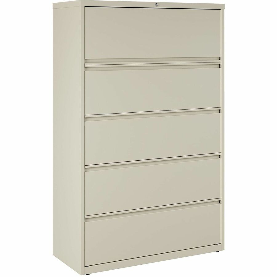 Lorell Fortress Series Interlocking System Lateral File - 42" Width x 18.6" Depth x 67.7" Height - 5 x Drawer(s) for File - Legal, Letter, A4 - Lateral - Rust Proof, Leveling Glide, Interlocking, Ball-bearing Suspension, Label Holder - Putty - Recycled
