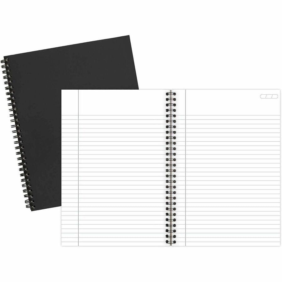 Mead Legal Business Notebook - 80 Sheets - Wire Bound - 0.28" Ruled - 20 lb Basis Weight - 6" x 9 1/2" Sheet Size - White Paper - Black Linen Cover - Pocket, Tab, Subject, Perforated, Flexible Cover - 1 Each