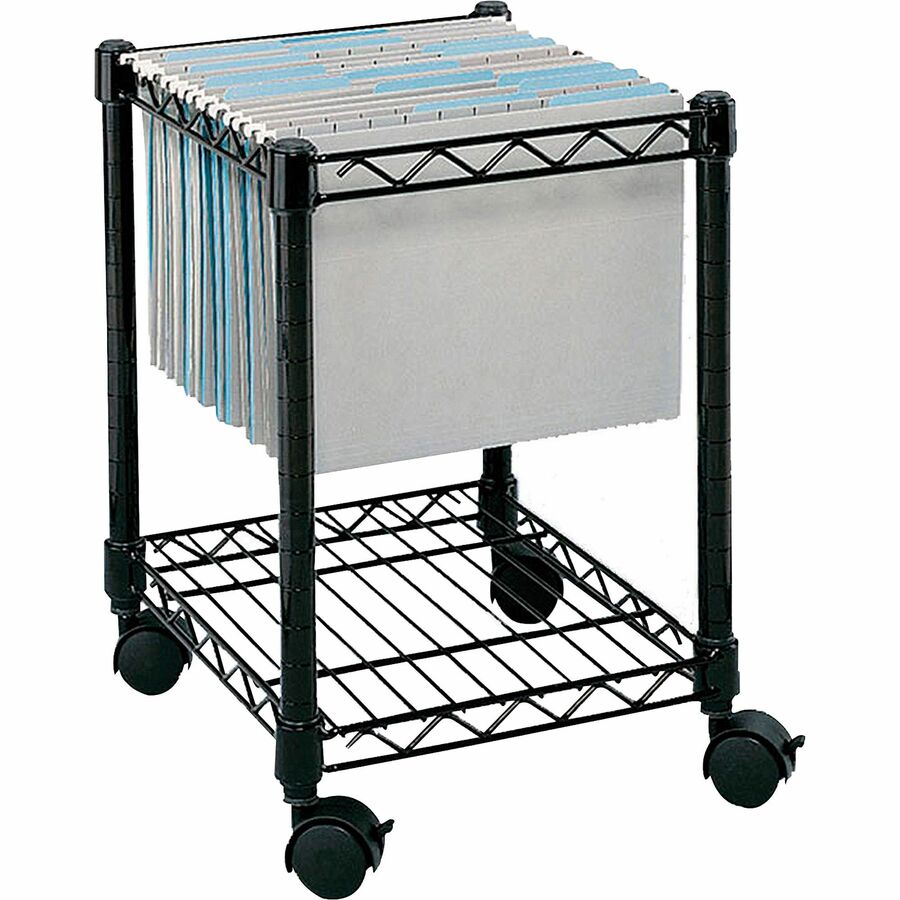 Safco Compact Mobile File Cart - 1 Shelf - 4 Casters - Steel - 15.50" Width x 14" Depth x 19.50" Height - Black - 1 Each