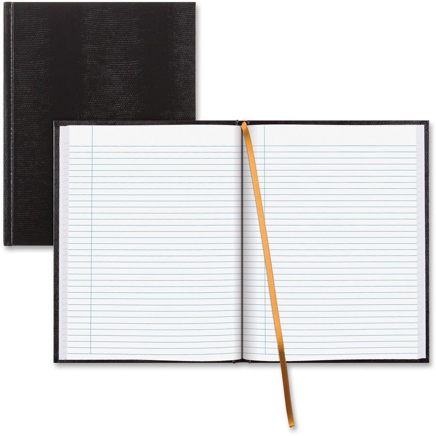 Blueline Hardbound Executive Journal - 150 Sheets - Perfect Bound - Ruled Margin - 11" x 8 1/2" Sheet Size - White Paper - Black Cover - Hard Cover - 1 Each