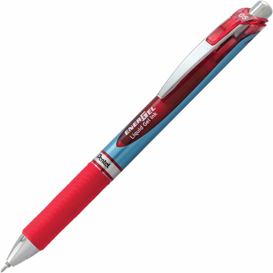 EnerGel EnerGel RTX Liquid Gel Pen - Refillable - Retractable - Red Ink - Gel-based - Blue Barrel - Stainless Steel Tip - 1 Each