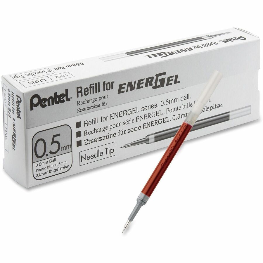 Pentel EnerGel .5mm Liquid Gel Pen Refill - 0.50 mm - Red Ink - Acid-free - 12 / Dozen