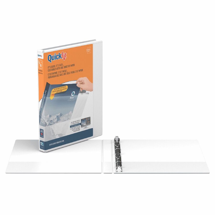 QuickFit Clear-View Binder, 3-Ring Binder, Round Ring, 5/8 Inch, White - 5/8" Binder Capacity - Letter - 8 1/2" x 11" Sheet Size - 100 Sheet Capacity