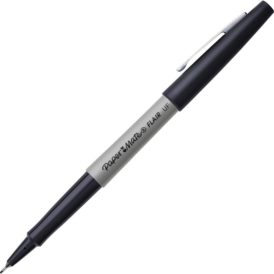 Paper Mate Flair Ultra Fine Pens - Black Ink - Water Based - 12 / Dozen