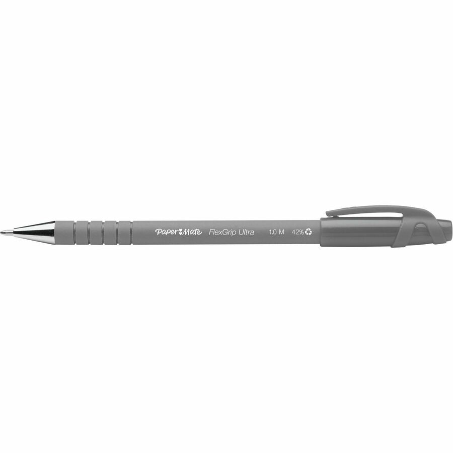 Paper Mate Flexgrip Ultra Retractable Pens - Refillable - Retractable - Black Ink - Alcohol Based - Rubber Barrel - 12 / Dozen
