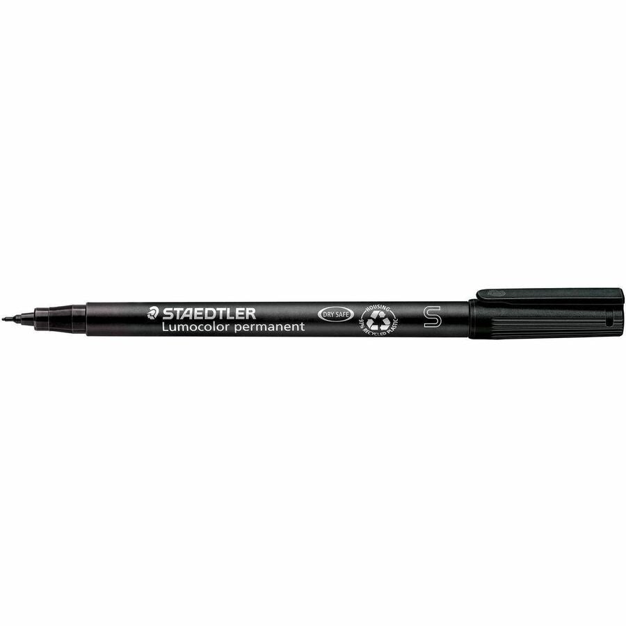 Lumocolor Permanent Pen 313 Permanent Universal Pen S - Refillable - Black Ink - Black Polypropylene Barrel - Writing - 10 / Box