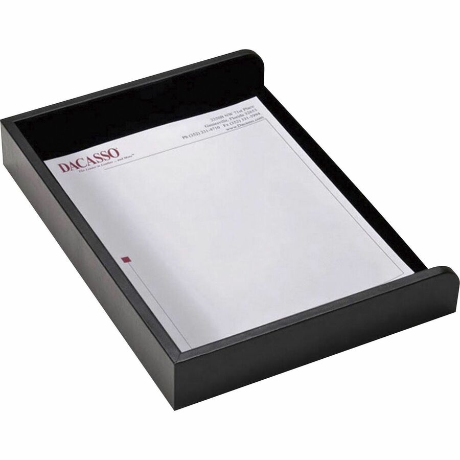 Dacasso Letter Tray - 2" Height x 10.50" Width x 13.75" Length - Desktop - Black - Leather - 1 Each