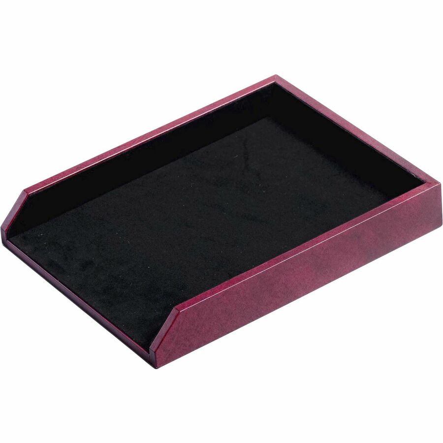 Dacasso Single Letter / Legal Front Load Tray - 2" Height x 10.50" Width x 13.75" Length - Desktop - Burgundy - Leather - 1 Each