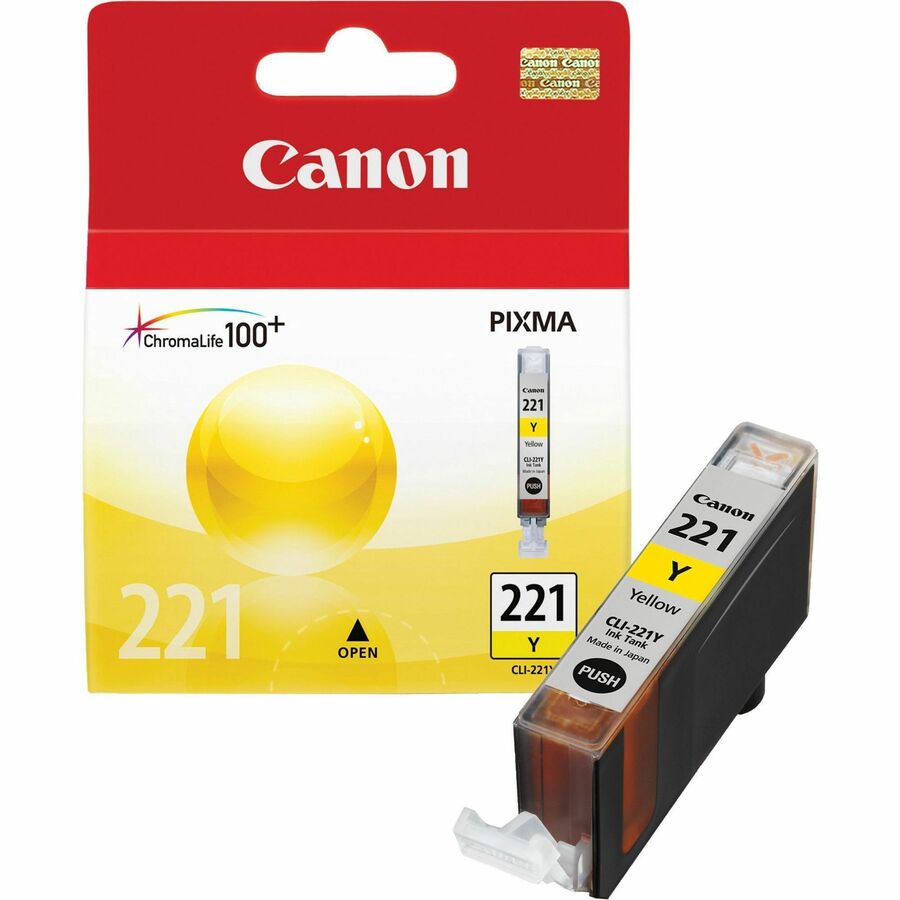 Canon CLI-221Y Original Inkjet Ink Cartridge - Yellow - 1 Each - 530 Pages