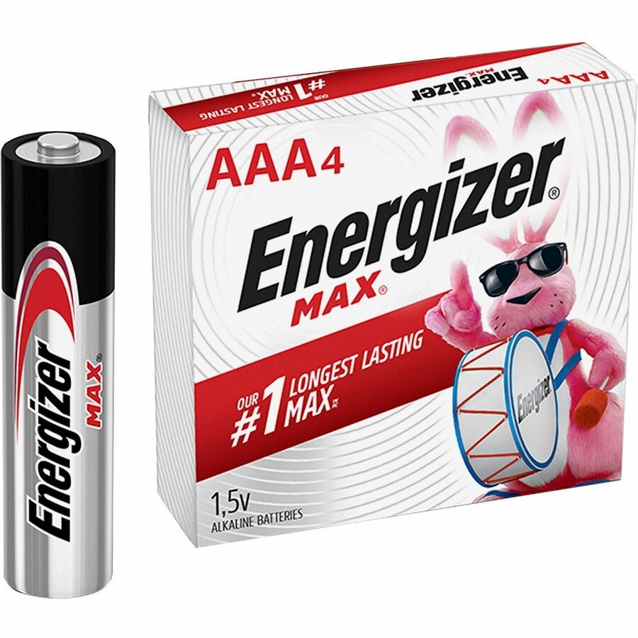 Energizer Max AAA Alkaline Batteries - For Toy, Game, Remote Control - AAA - 1.5 V DC - 10 Year Shelf Life - 4 / Pack