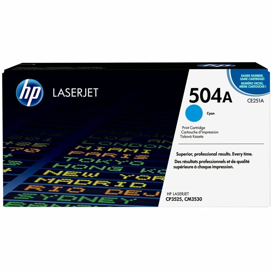 HP 504A (CE251A) Original Standard Yield Laser Toner Cartridge - Single Pack - Cyan - 1 Each - 7000 Pages