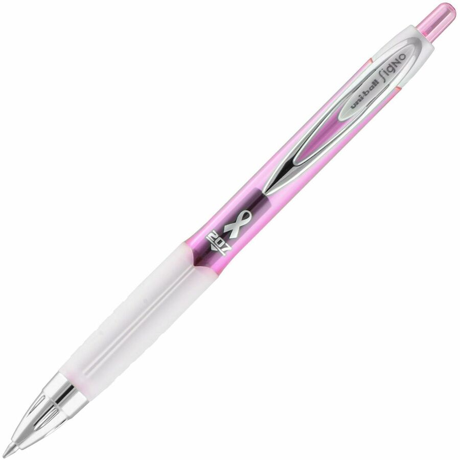 uniball™, 207 Pink Ribbon Gel Pens - Refillable - Retractable - Black Ink - Gel-based - Pink Barrel - 1 Each