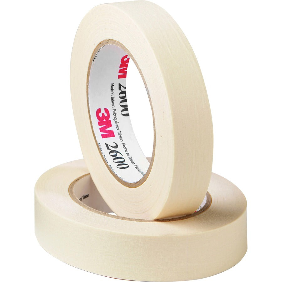 Highland Economy Masking Tape - 60 yd Length x 2" Width x 4.4 mil Thickness - 3" Core - Cream - Rubber Backing - For Labeling, Bundling, Mounting, Wrapping, Holding - 6 / Pack