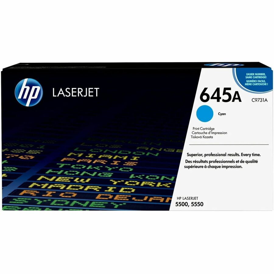 HP 645A (C9731A) Original Laser Toner Cartridge - Single Pack - Cyan - 1 Each - 12000 Pages