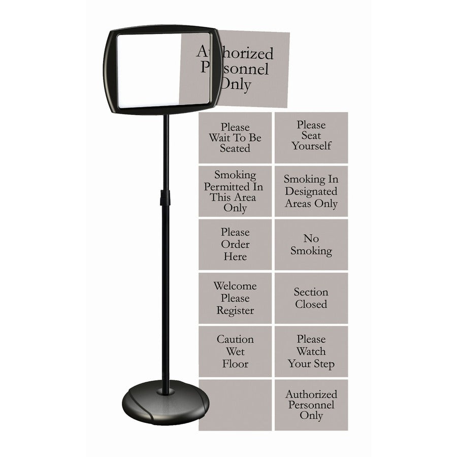 MasterVision Interchangeable Floor Pedestal Sign - Print/Message "Please Wait To Be Seated" , "Authorized Personnel Only" , "Please Watch Your Step" , "Please Seat Yourself" , "Smoking In Designated Areas Only" , "Smoking Permitted In This Area Only"...