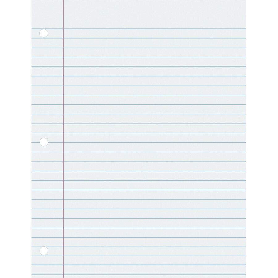 Pacon Ruled Composition Paper - Letter - 500 Sheets - Wide Ruled Front Ruling - 0.37" Ruled - Red Margin - Letter - 8 1/2" x 11" Sheet Size - White Paper - Hole-punched - 1 Ream