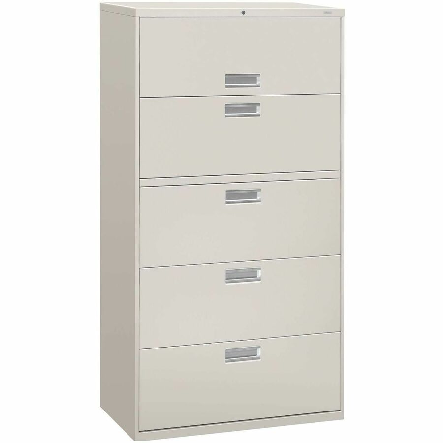 HON Brigade 600 H685 Lateral File - 67" Height x 36" Width x 18" Depth - Total Drawer(s): 5 - Finish: Light Gray - Lockable, Heavy Duty, Glide, Removable Lock - For File Storage, Workstation, Office, Desk - 1 Each
