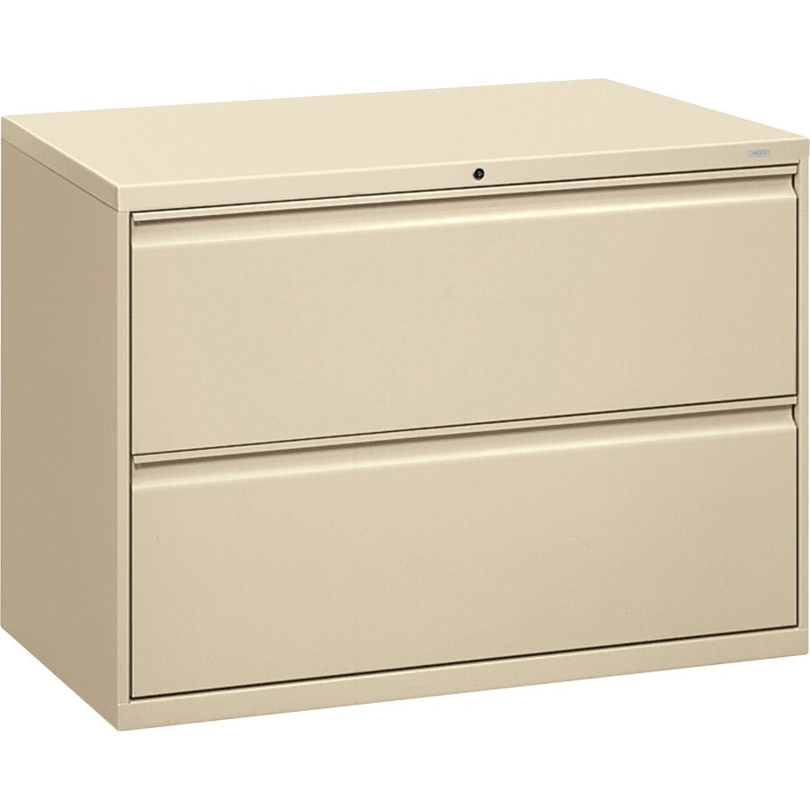 HON Brigade 800 H892 Lateral File - 28.4" Height x 42" Width x 18" Depth - Total Drawer(s): 2 - Finish: Putty - Radius Pull, Lockable, Glide, Removable Lock, Heavy Duty - For File Storage, Workstation, Desk, Office - 1 Each