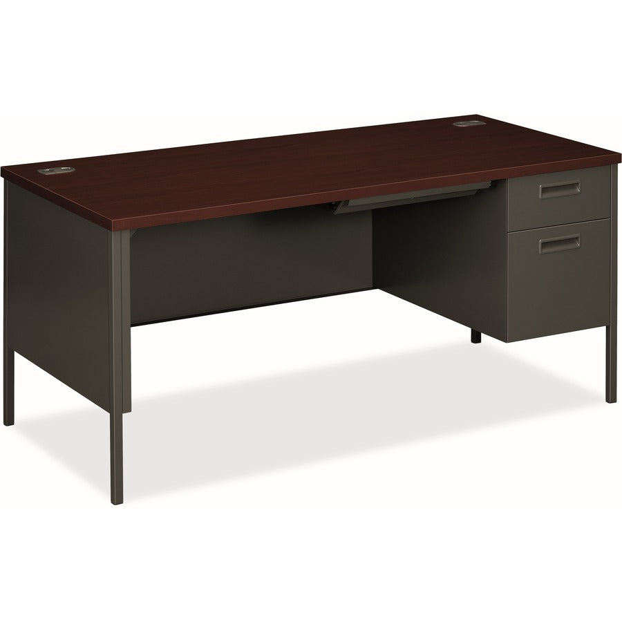 HON Metro Classic HP3265R Pedestal Desk - 29.5" Height x 66" Width x 30" Depth - Total Drawer(s): 5Right Side - Square Edge - Finish: Charcoal - Removable Lock, Glide, Scratch Resistant, Spill Resistant, Stain Resistant, Liquid Resistant, Durable, Stur...