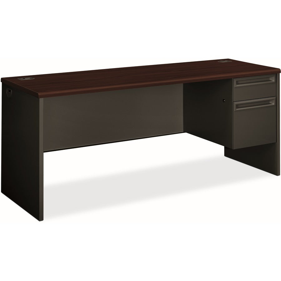 HON 38000 H38856R Pedestal Credenza - 29.5" Height x 72" Width x 24" Depth - Total Drawer(s): 2Right Side - Waterfall Edge - Finish: Charcoal - Removable Lock, Glide, Scratch Resistant, Spill Resistant, Stain Resistant, Sturdy, Durable - For File Stora...