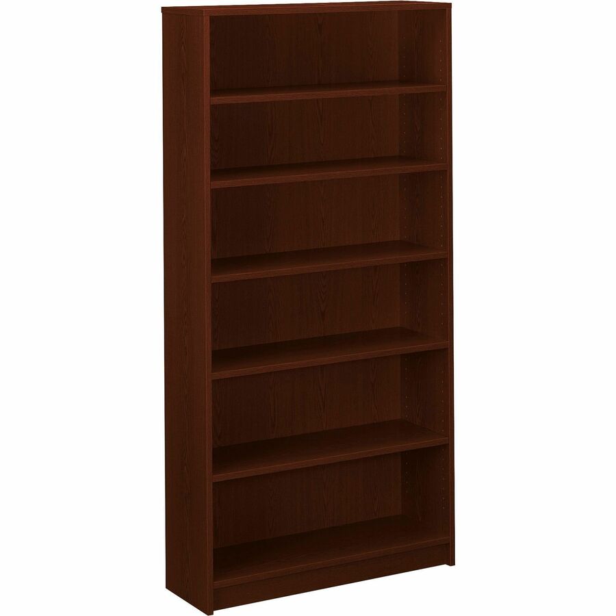 HON 1870 H1876 Bookcase - 72.6" Height x 36" Width x 11.5" Depth - 6 Shelve(s) - Finish: Mahogany - Glide, Adjustable/Fixed Shelf, Scratch Resistant, Spill Resistant, Stain Resistant, Adjustable Glide - For Desk, Office, Home - 1 Each