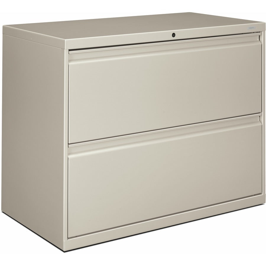 HON Brigade 800 H882 Lateral File - 28.4" Height x 36" Width x 19.3" Depth - Total Drawer(s): 2 - Finish: Light Gray - Radius Pull, Lockable, Glide, Removable Lock, Heavy Duty - For File Storage, Workstation, Desk, Office - 1 Each