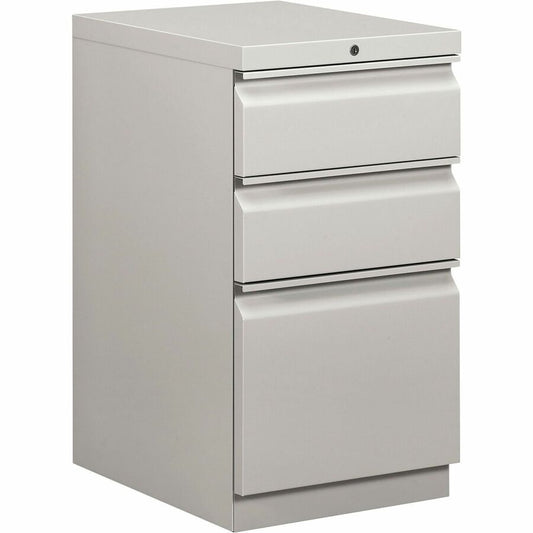 HON Brigade H33720R Pedestal - 28" Height x 15" Width x 19.9" Depth - Total Drawer(s): 3 - Finish: Light Gray - 1 Each