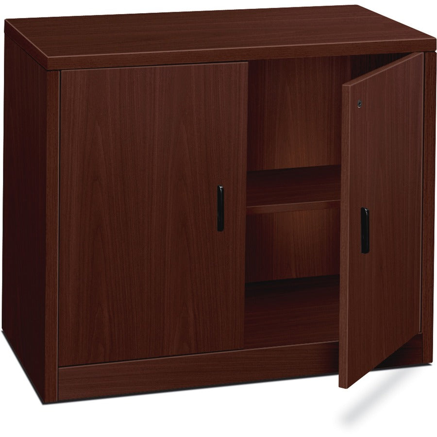 HON 10500 H105291 Storage Cabinet - 29.5" Height x 36" Width x 20" Depth - 2 Door(s) - Flat Edge - Finish: Mahogany - Removable Lock, Glide, Coat Rod - For Office, Coat - 1 Each