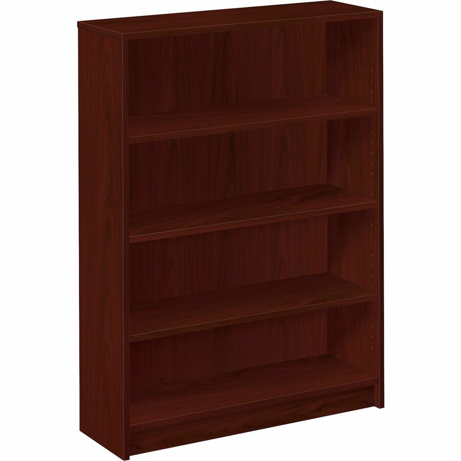 HON 1870 H1874 Bookcase - 48.8" Height x 36" Width x 11.5" Depth - 4 Shelve(s) - Finish: Mahogany - Glide, Adjustable/Fixed Shelf, Scratch Resistant, Spill Resistant, Stain Resistant, Adjustable Shelf, Adjustable Glide - For Desk, Office, Home - 1 Each