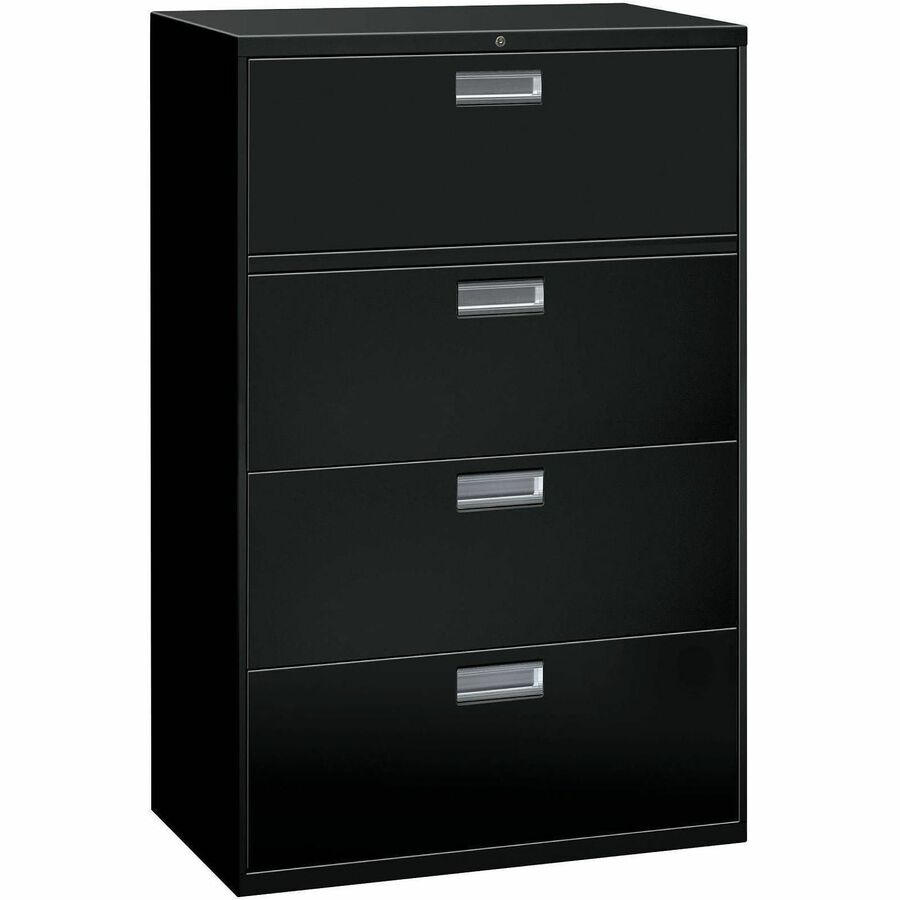 HON Brigade 600 H684 Lateral File - 53.3" Height x 36" Width x 19.3" Depth - Total Drawer(s): 4 - Finish: Black - 1 Each