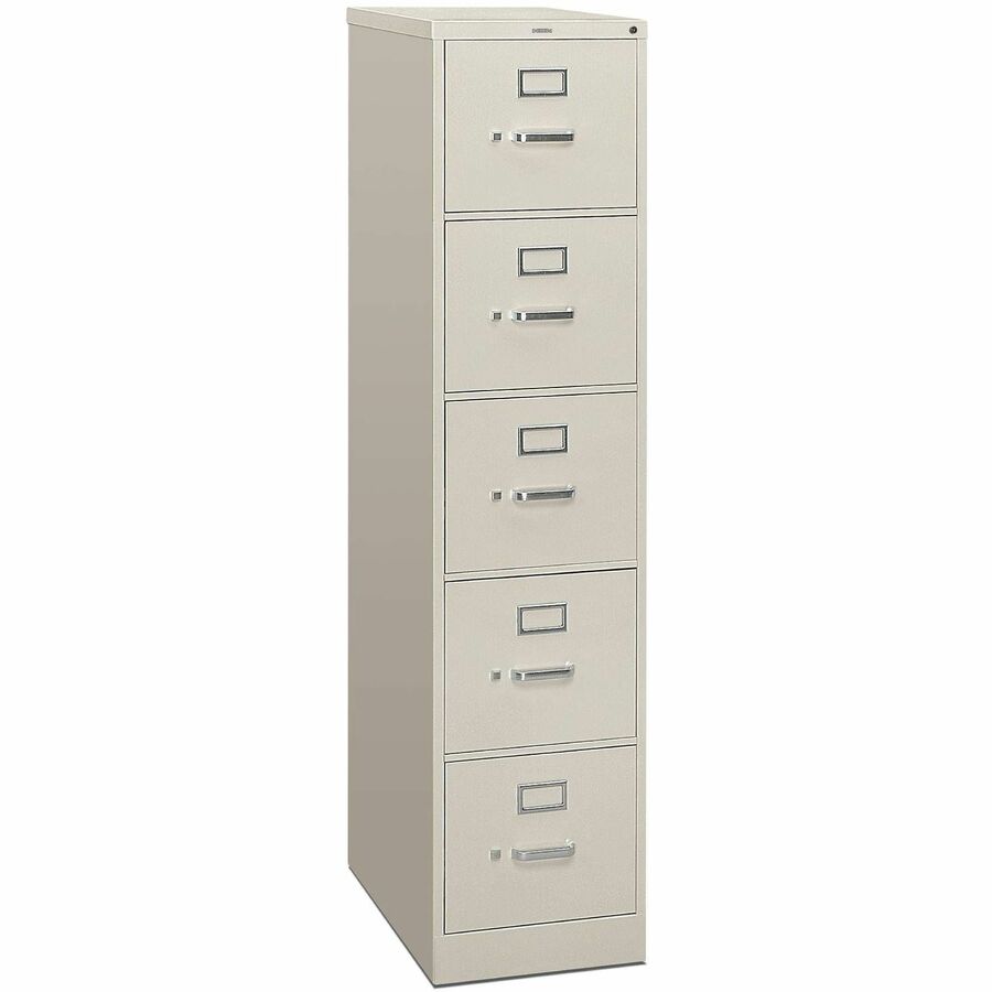 HON 310 H315 File Cabinet - 60" Height x 15" Width x 26.5" Depth - Total Drawer(s): 5 - Finish: Light Gray - Lockable, Durable, Label Holder - For File, Office, File Folder, Desk - 1 Each