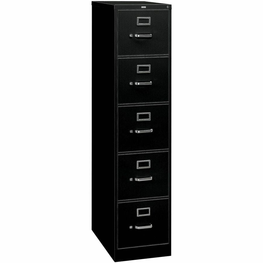 HON 310 H315C File Cabinet - 60" Height x 18.3" Width x 26.5" Depth - Total Drawer(s): 5 - Finish: Black - Lockable, Durable, Label Holder - For File, Office, File Folder, Desk - 1 Each