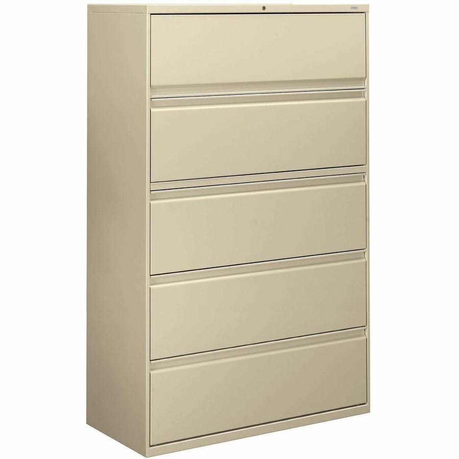 HON Brigade 800 H895 Lateral File - 64.3" Height x 42" Width x 18" Depth - Total Drawer(s): 5 - Finish: Putty - Radius Pull, Lockable, Glide, Removable Lock, Heavy Duty - For File Storage, Workstation, Desk, Office - 1 Each