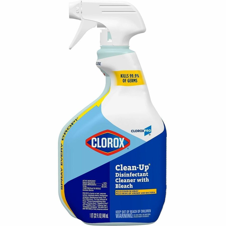 CloroxPro™, Clean-Up Disinfectant Cleaner Spray with Bleach - Ready-To-Use - 32 fl oz (1 quart) - Clear - 1 Each