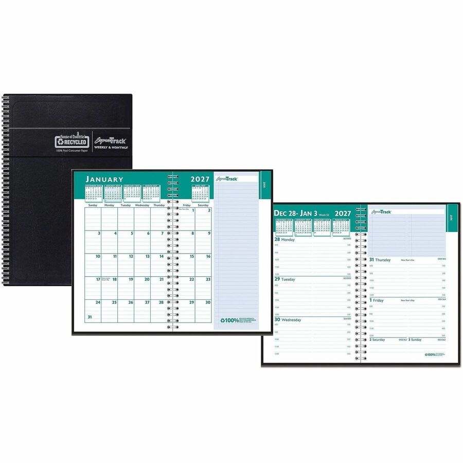 House of Doolittle Express Track Weekly/Monthly Calendar Planner - Julian Dates - Weekly, Monthly - 13 Month - January 2027 to January 2028 - 8:00 AM to 5:00 PM - Hourly - 1 Week, 1 Month Double Page Layout - 8 1/2" x 11" Sheet Size - Wire Bound - Pape...