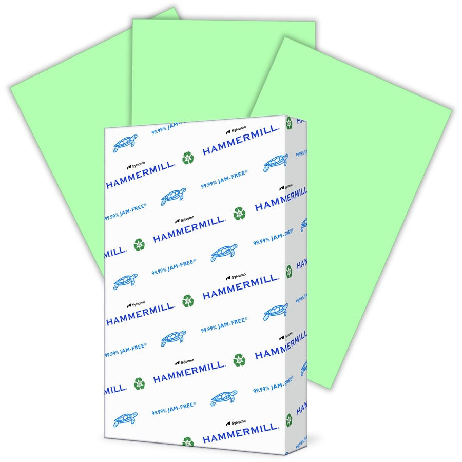 Hammermill Colors Recycled Copy Paper - Green - Legal - 8 1/2" x 14" - 20 lb Basis Weight - Smooth - Sustainable Forestry Initiative (SFI) - Archival-safe, Acid-free, Jam-free, Eco-friendly - Green - 5000 Sheets - 500 Sheets/Pack - 1 Ream