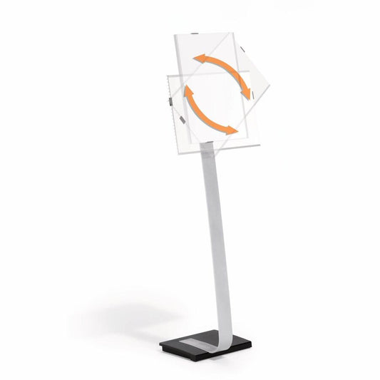 DURABLE Info Sign Floor Stand - 50" Height x 17" Width x 11.50" Depth - Aluminum, Iron, Stainless Steel - Gray, Black
