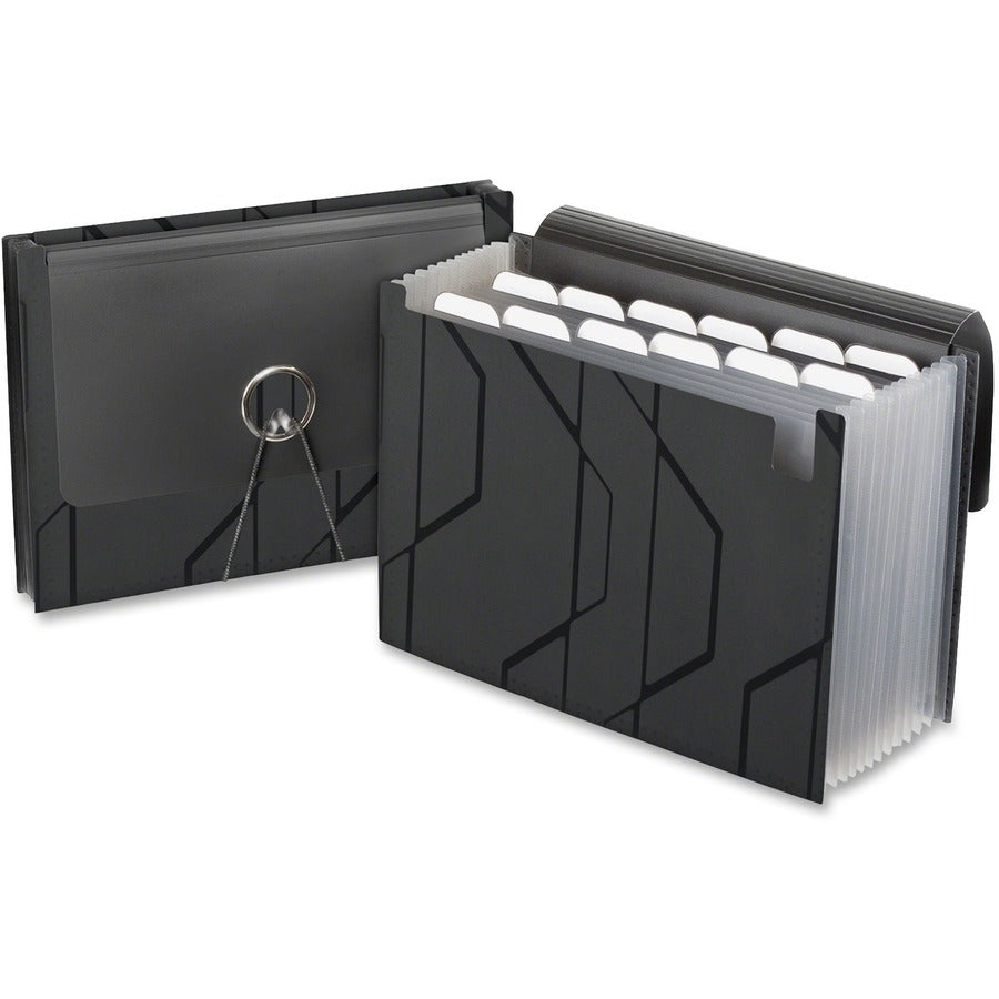 Pendaflex Expanding File - 13 Pocket - Poly - Black - Elastic Closure, Flap, Durable - 1 Each