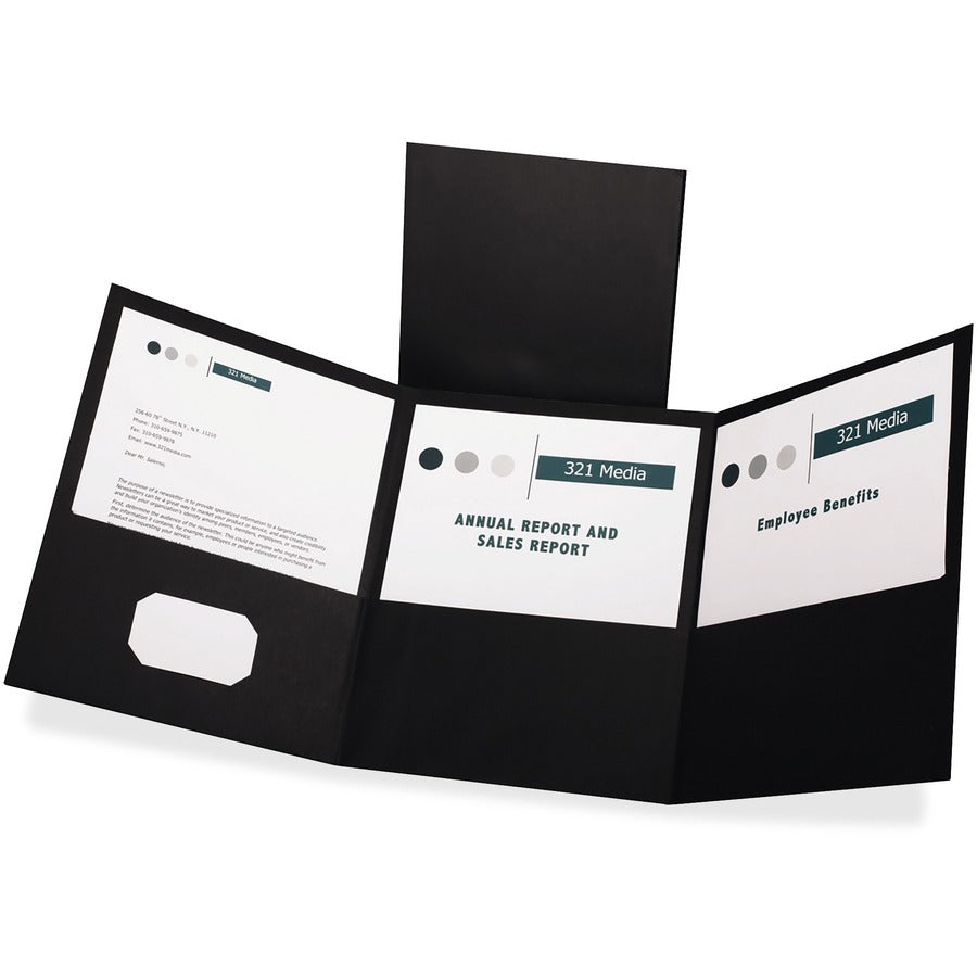 Oxford Letter Pocket Folder - 8 1/2" x 11" - 150 Sheets Capacity - 3 Pocket - Paper - Black - Durable - 20 / Box