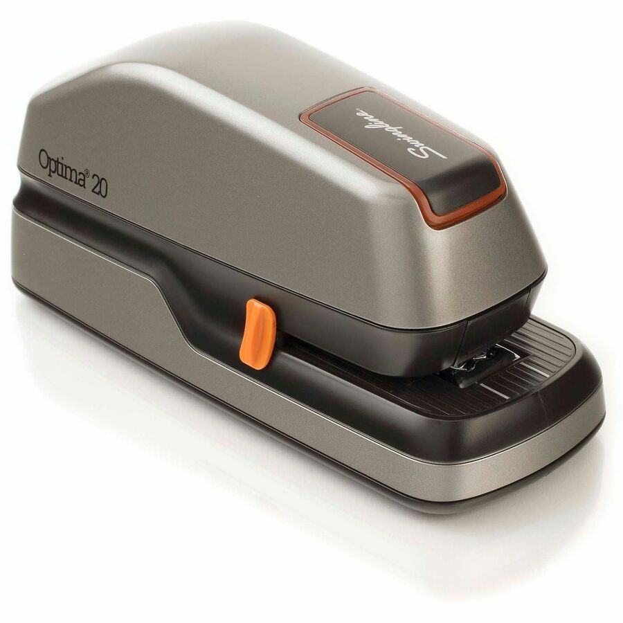 Swingline Optima 20 Electric Stapler - Staples Upto 20 Sheet of 20lb Paper - Holds Upto 210 Staple - Full Strip - Staple Size: 0.25" - Front - 6 x AA - Silver, Black - Plastic - 1 Each