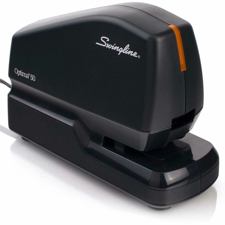 Swingline Optima 50 Electric Stapler - Staples Upto 50 Sheet of 20lb Paper - Holds Upto 210 Staple - Full Strip - Staple Size: 0.37" - 1.13" Throat Depth - Front Loading - Black - Plastic - 1 Each