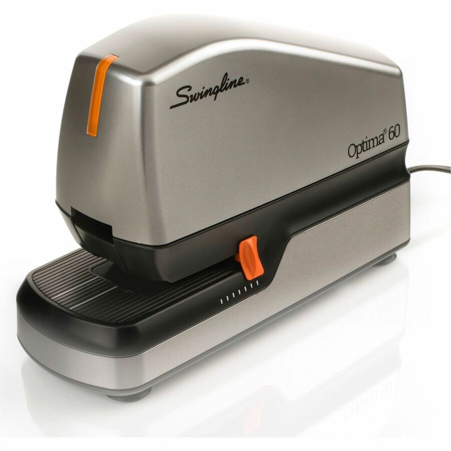 Swingline Optima 60 Electric Stapler - Staples Upto 60 Sheet - Holds Upto 210 Staple - Full Strip - Staple Size: 0.37" - 1.50" Throat Depth - Black, Silver - Plastic - 1 Each