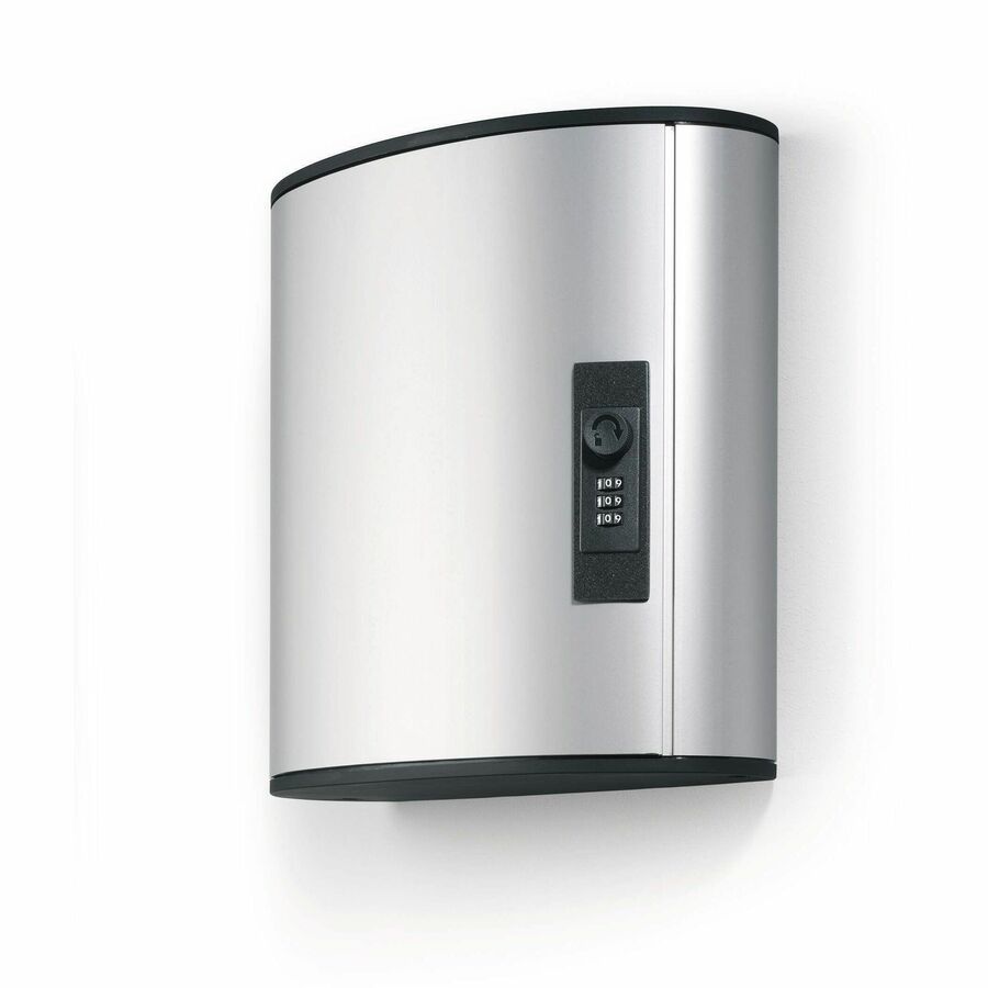 DURABLE Predrilled Brushed Key Cabinet - 11.9" Width x 4.9" Depth x 11" Height - Security Lock - Silver - Aluminum